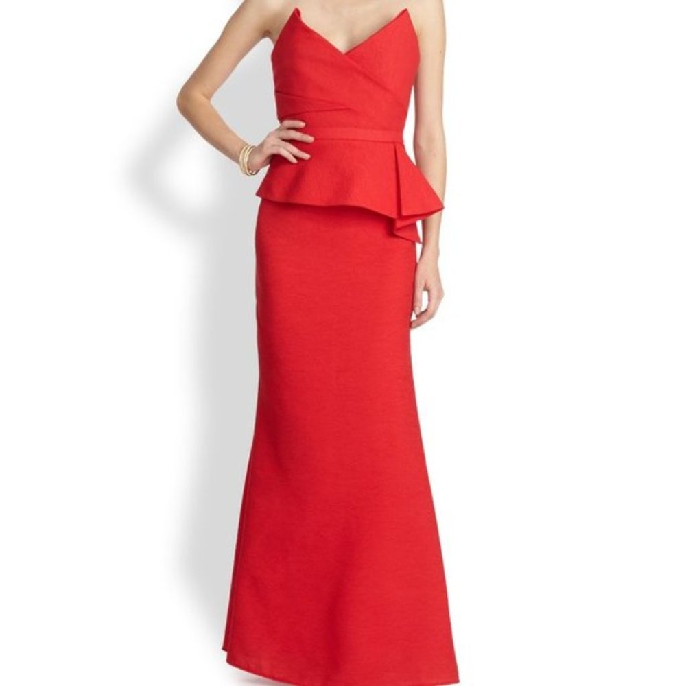 BCBG Maxazria Gracie  strapless peplum gown